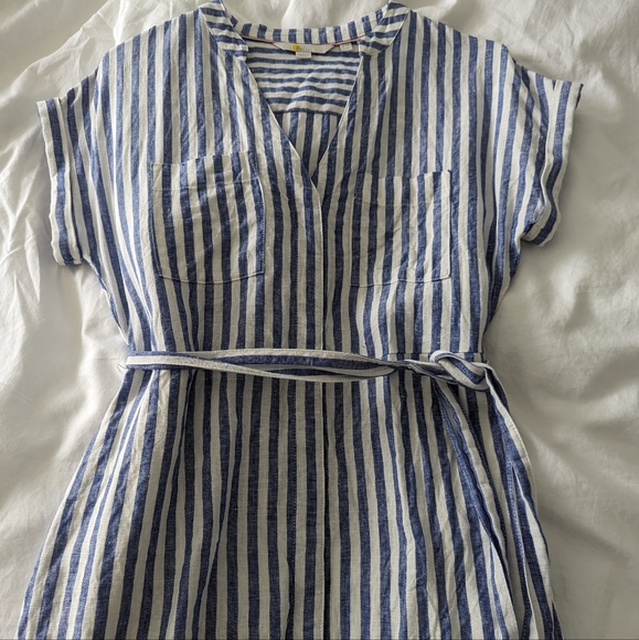 knee length dresses for ladies Clara Linen Blend Shirt Dress-Multi, Citrus Vine Tile main image 1